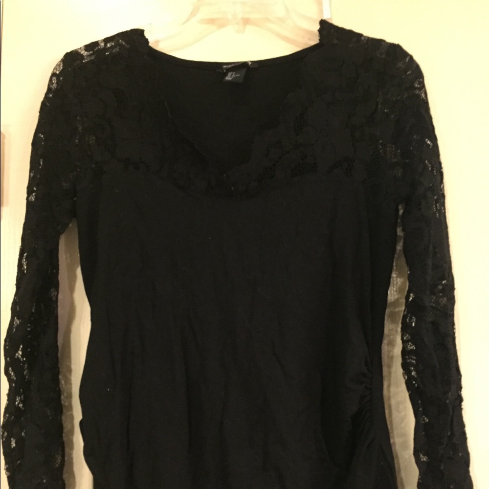 Size Small Black Maternity Top with lace sleeves